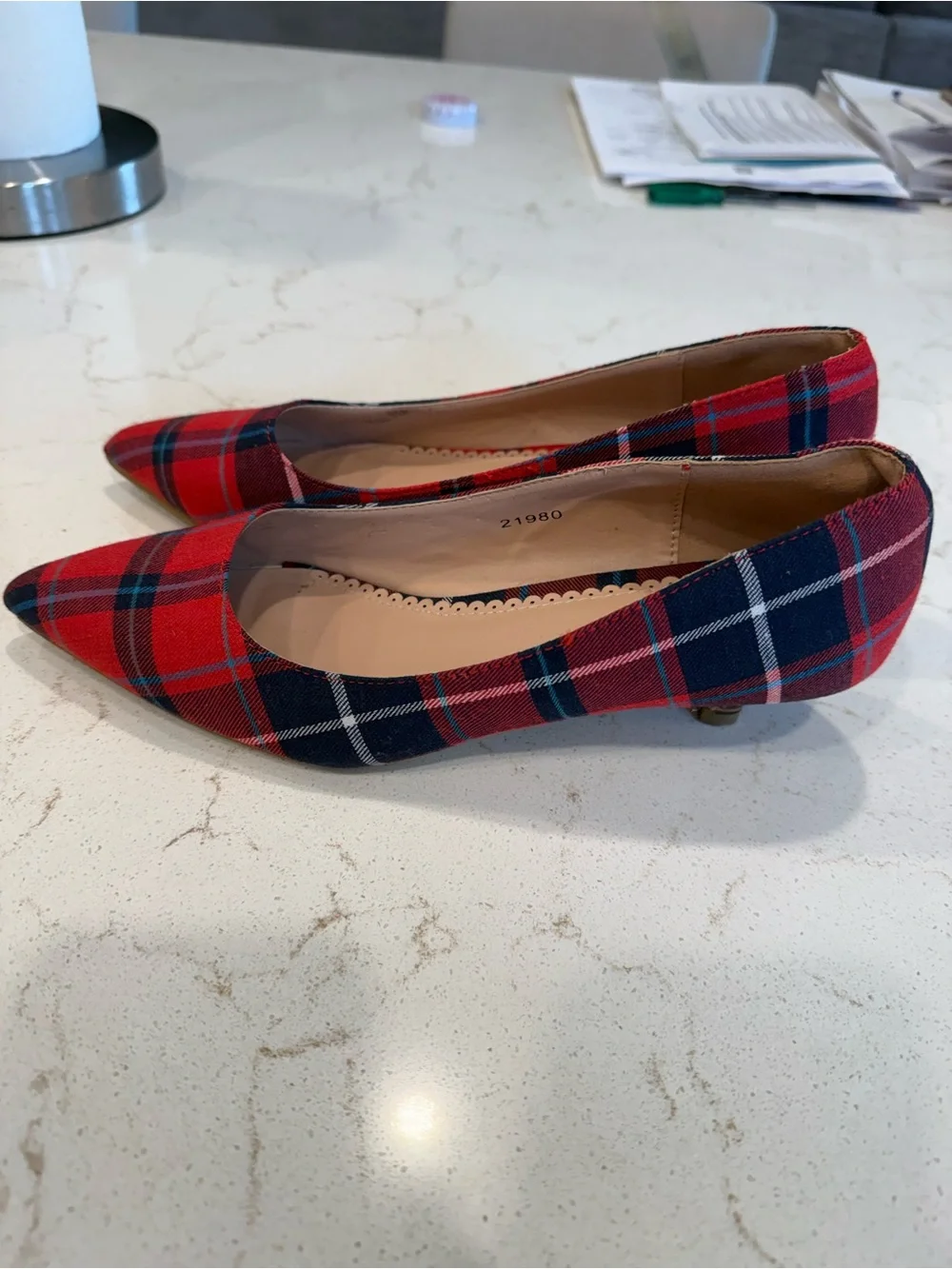 J Crew Plaid Red Pointed-Toe Women’s Flats